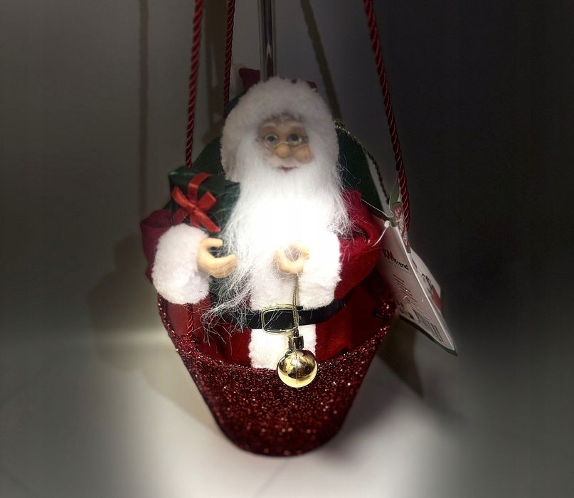 Figurka świąteczna w Balonie 80 cm Biało-czerwony z brokatem Mikołaj