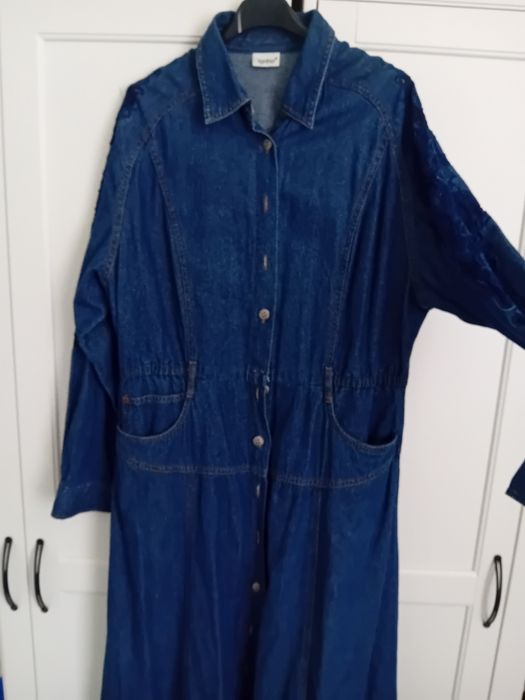 Sukienka jeansowa koronka rękaw