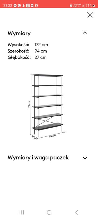 Angus
Regał z półkami 172 cm metalowy czarny