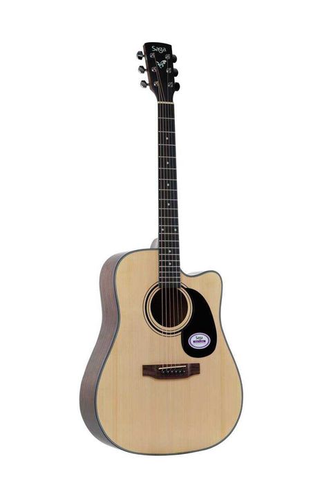 Gitara akustyczna SAGA SF600C NA + pokrowiec + tuner + 3 kostki