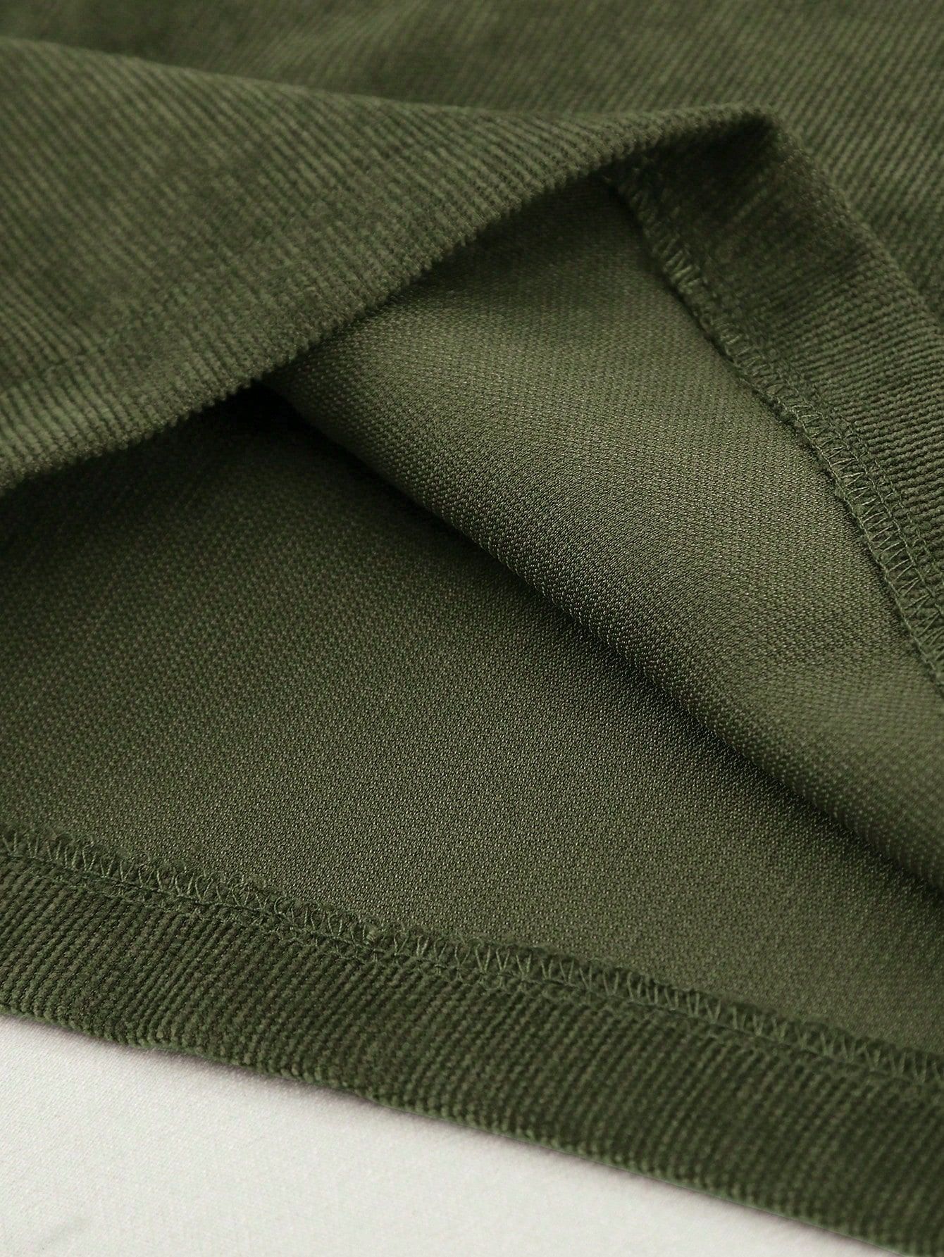 Spodnie Sztruksowe Paperbag Oliwkowe Casual Z Wysokim Stanem Shein 3Xl