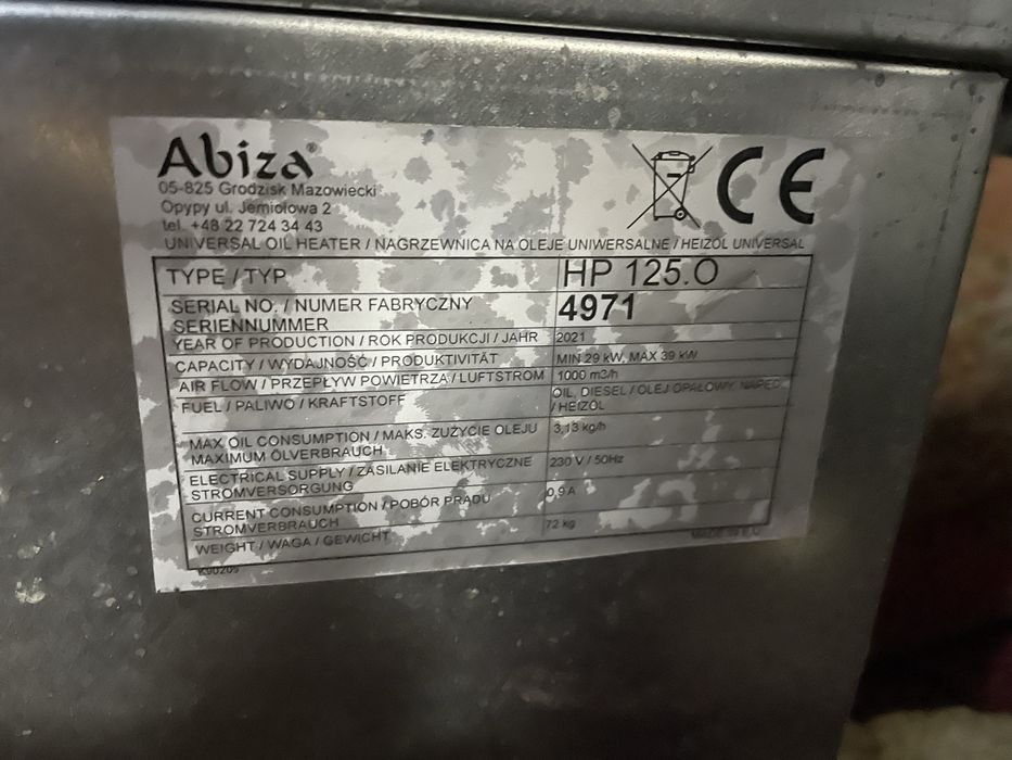 Nagrzewnica piec na zauzyty olej Hiton 29kw