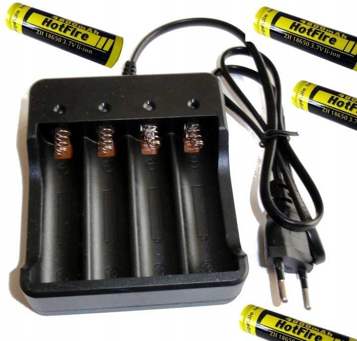 Ładowarka 18650 +4x Akumulatorek 18650 li-Ion 4800mAh 3,7V bateria