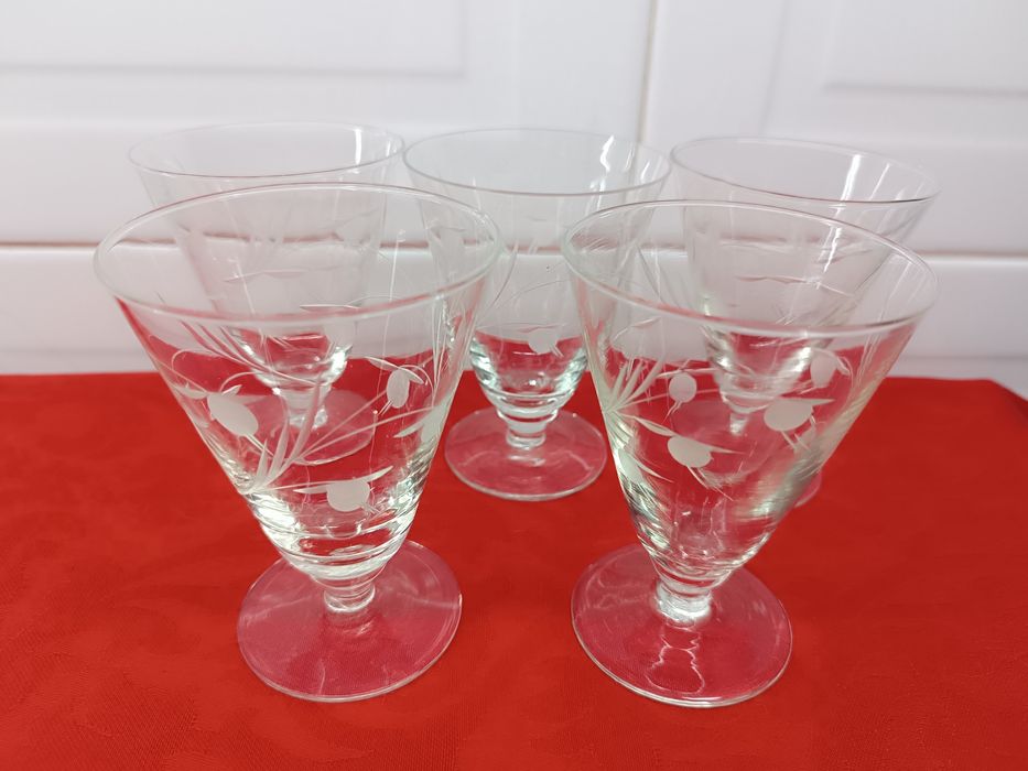 Conjunto 5 Copos Cristal Vintage. 10,5 cm