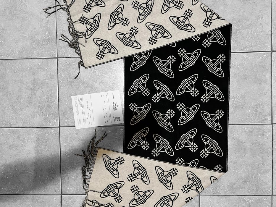vivienne westwood black scarf, вивьен вествуд чорно білий шарф