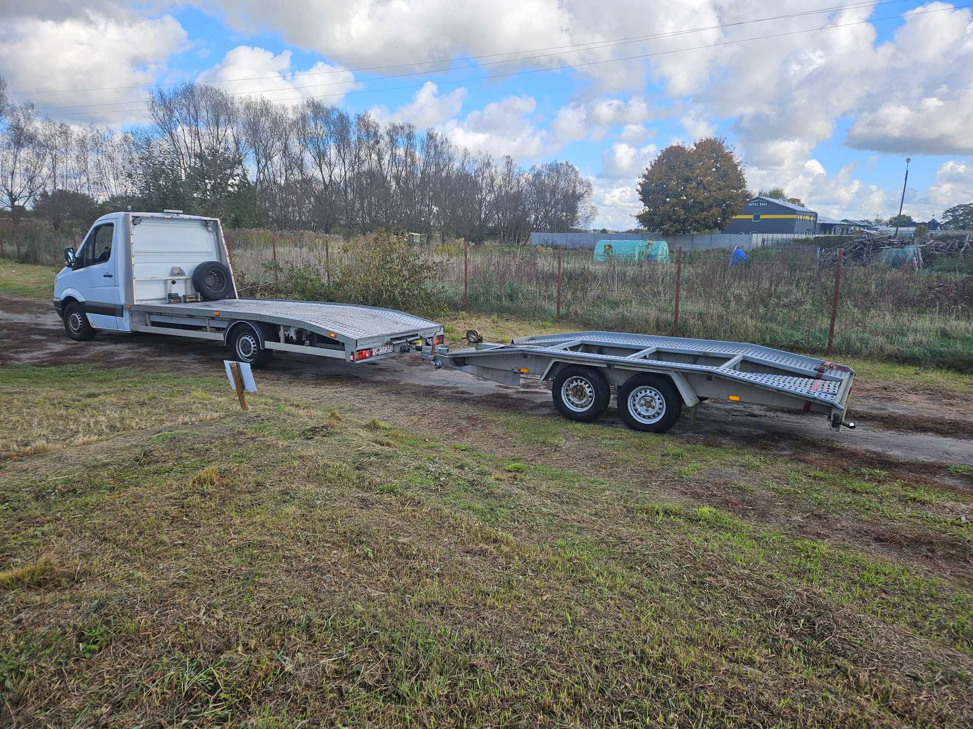 Autolaweta laweta mercedes sprinter zestaw z przyczepa! 5metrow najazd