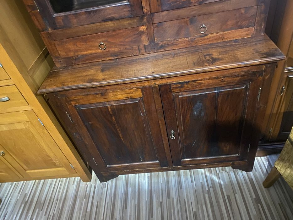 Kredens ciemny drewniany tekowy 100% lite drewno kolonialny FV DOWÓZ