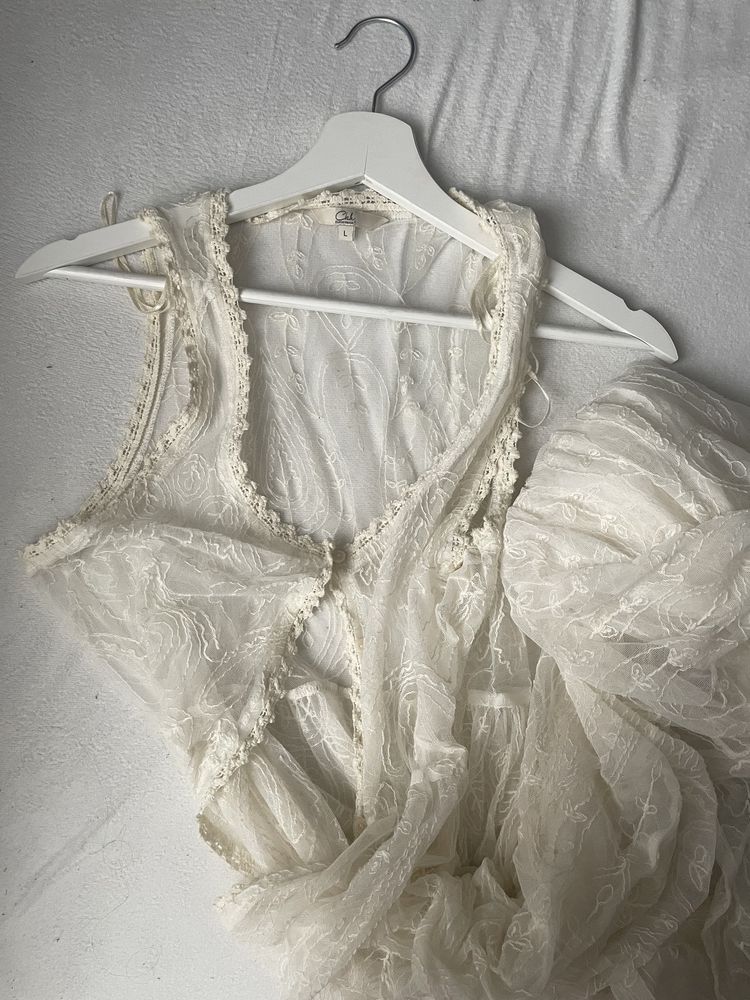 Asos boho sukienka + boho narzutka L biała panienski ślub koronka