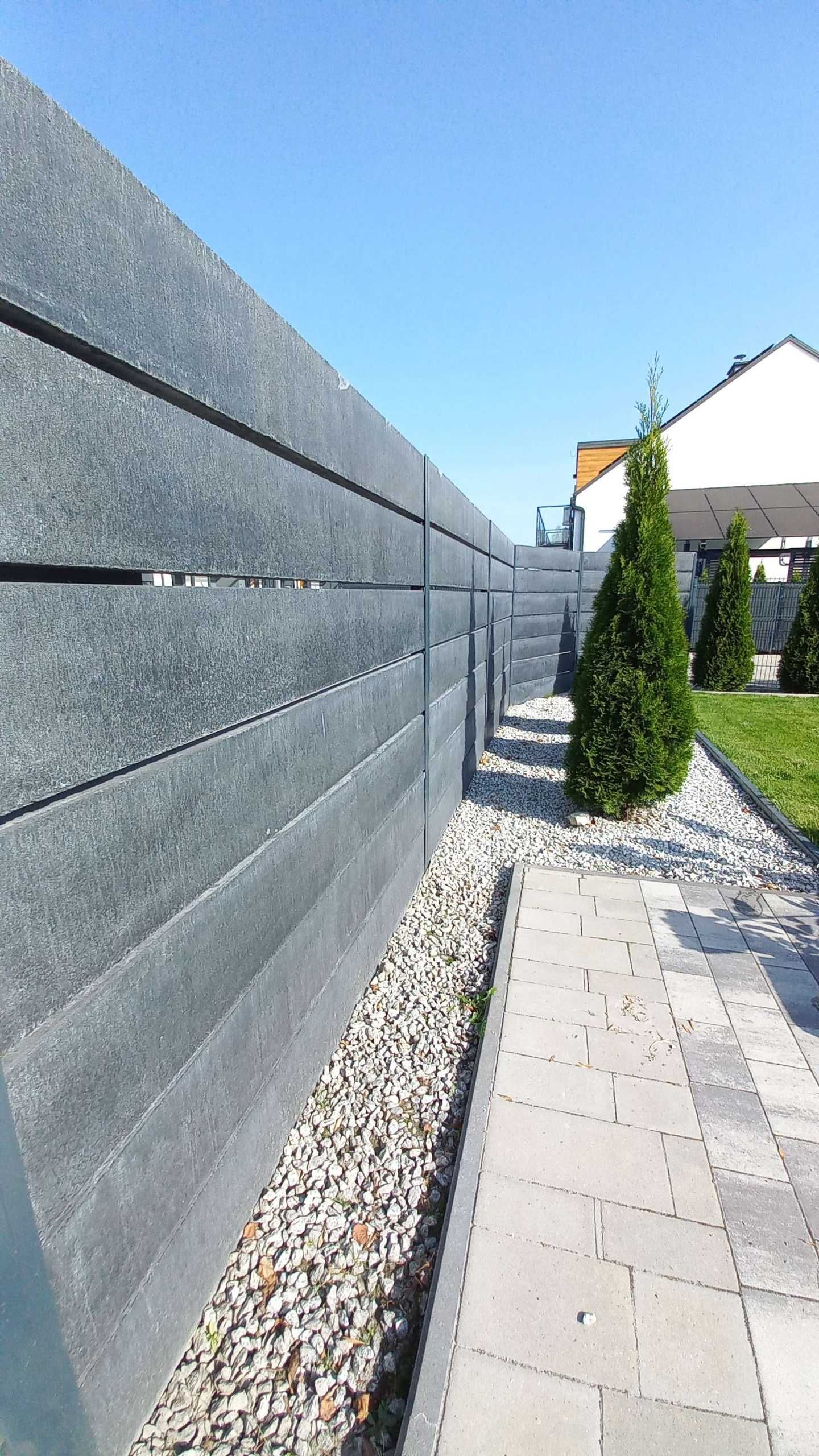 Ogrodzenia betonowe nowoczesne wibroprasowane GRAFIT -słup TT oc+RAL