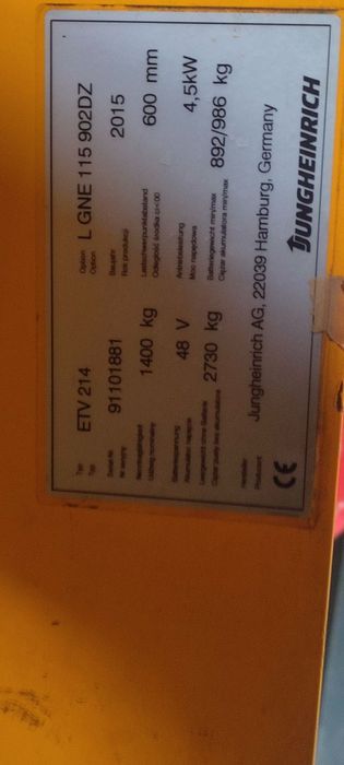 Wózek wysokiego składowania Jungheinrich ETV 214 elektryczny