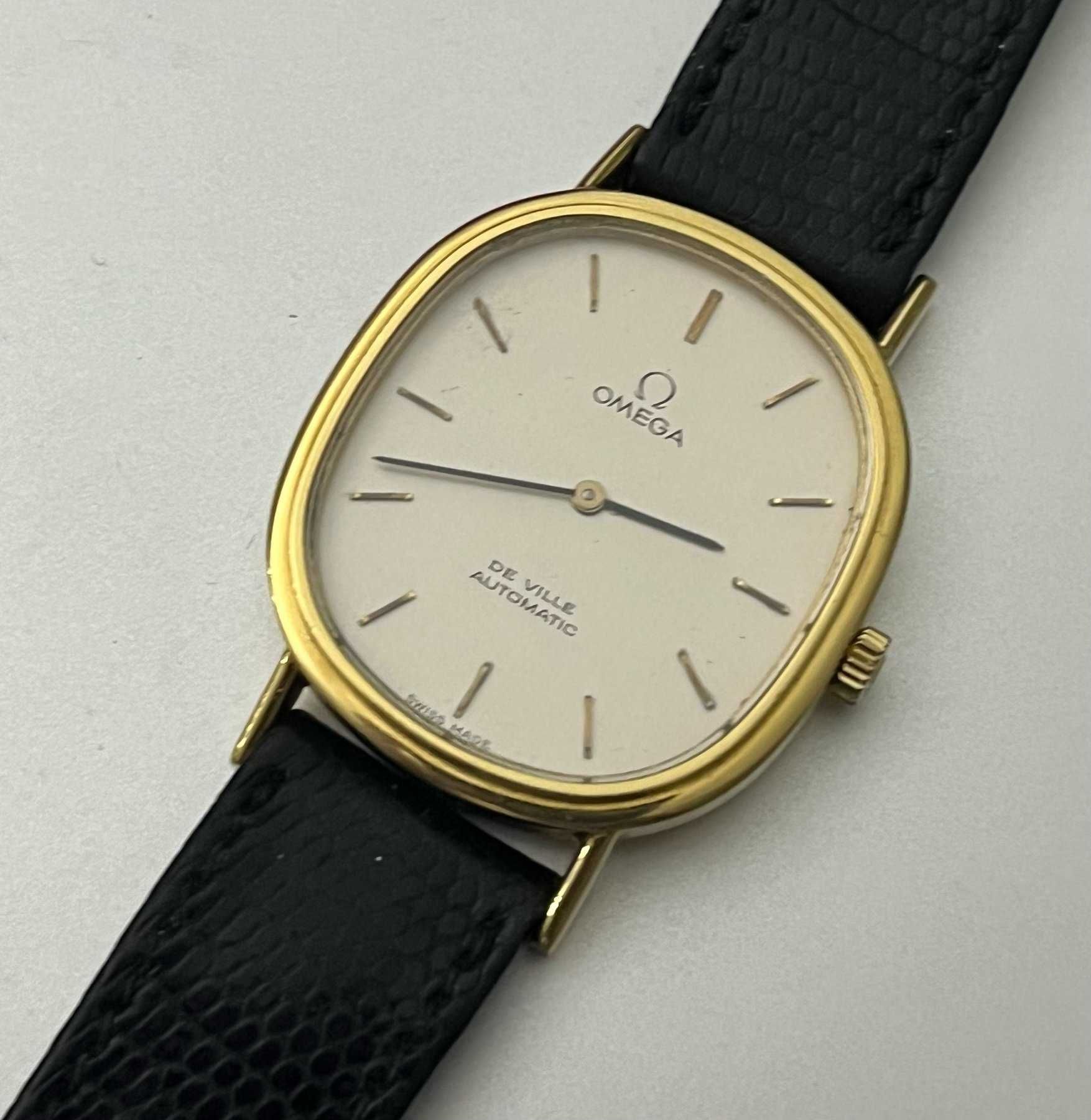 złoty zegarek omega de-ville automat 18k