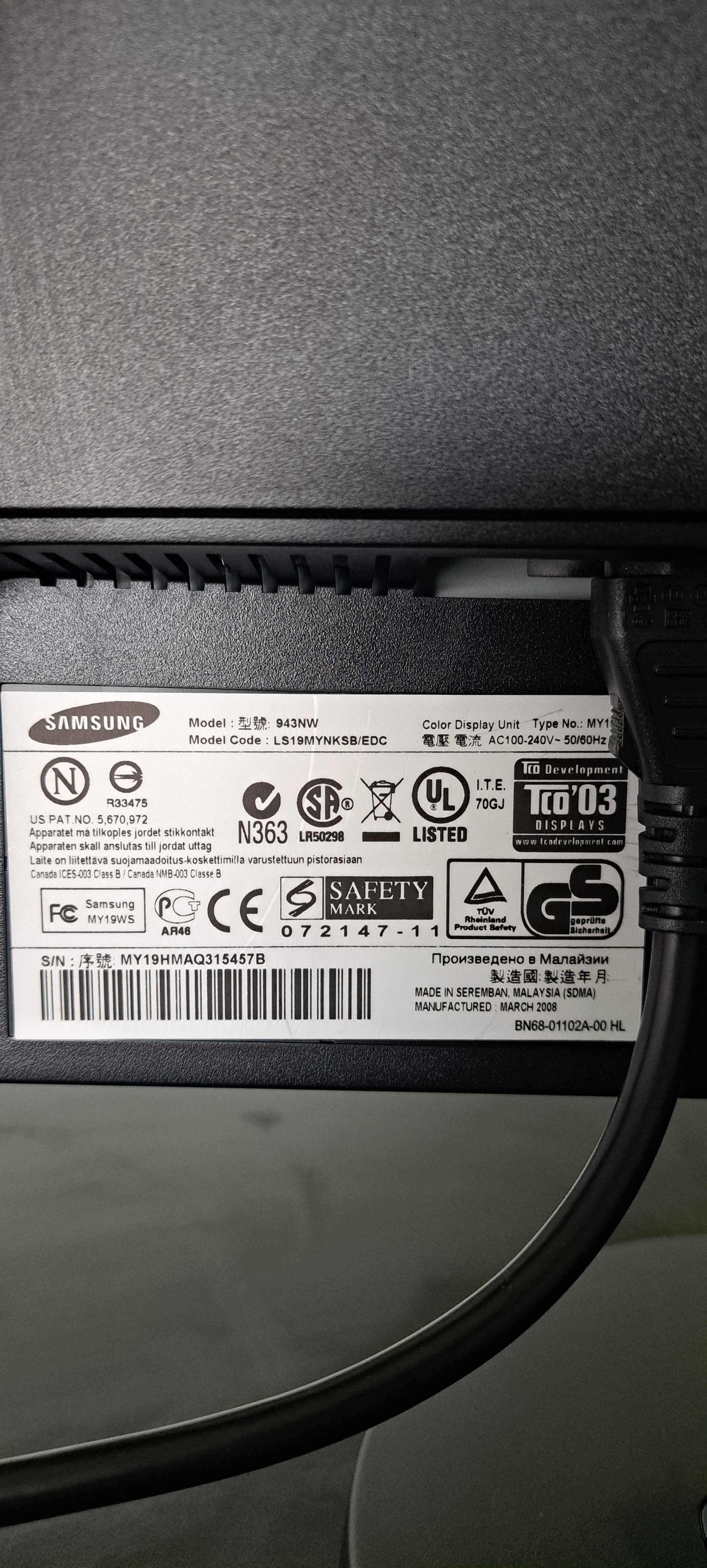 Monitor/Ecran LCD Samsung 19"