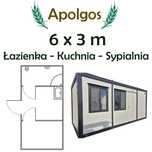 Kontener mieszkalny Karmod 6x3 z kuchnią łazienką i sypialnią socjalny