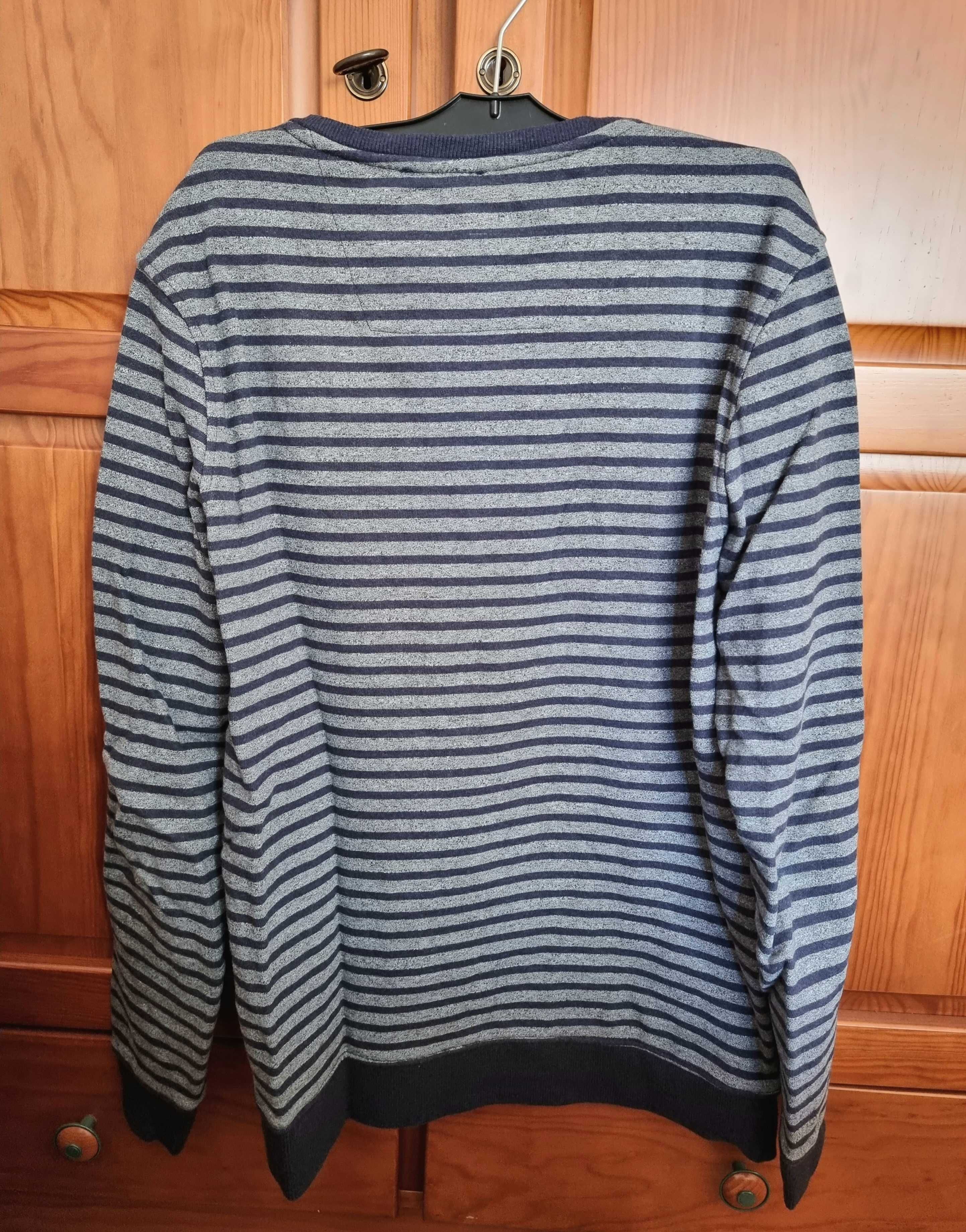 Camisola azul escura e cinzenta às riscas Salsa, tamanho L