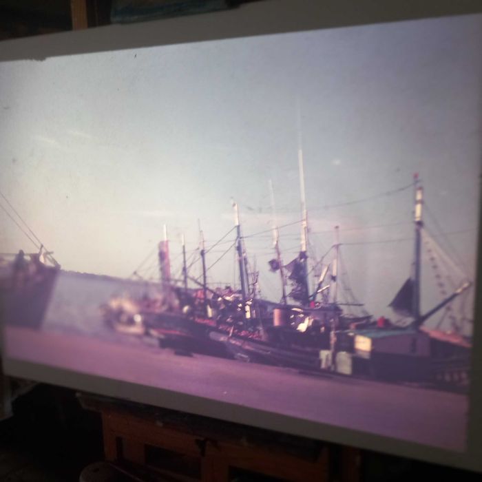 Oito slides coloridos vintage