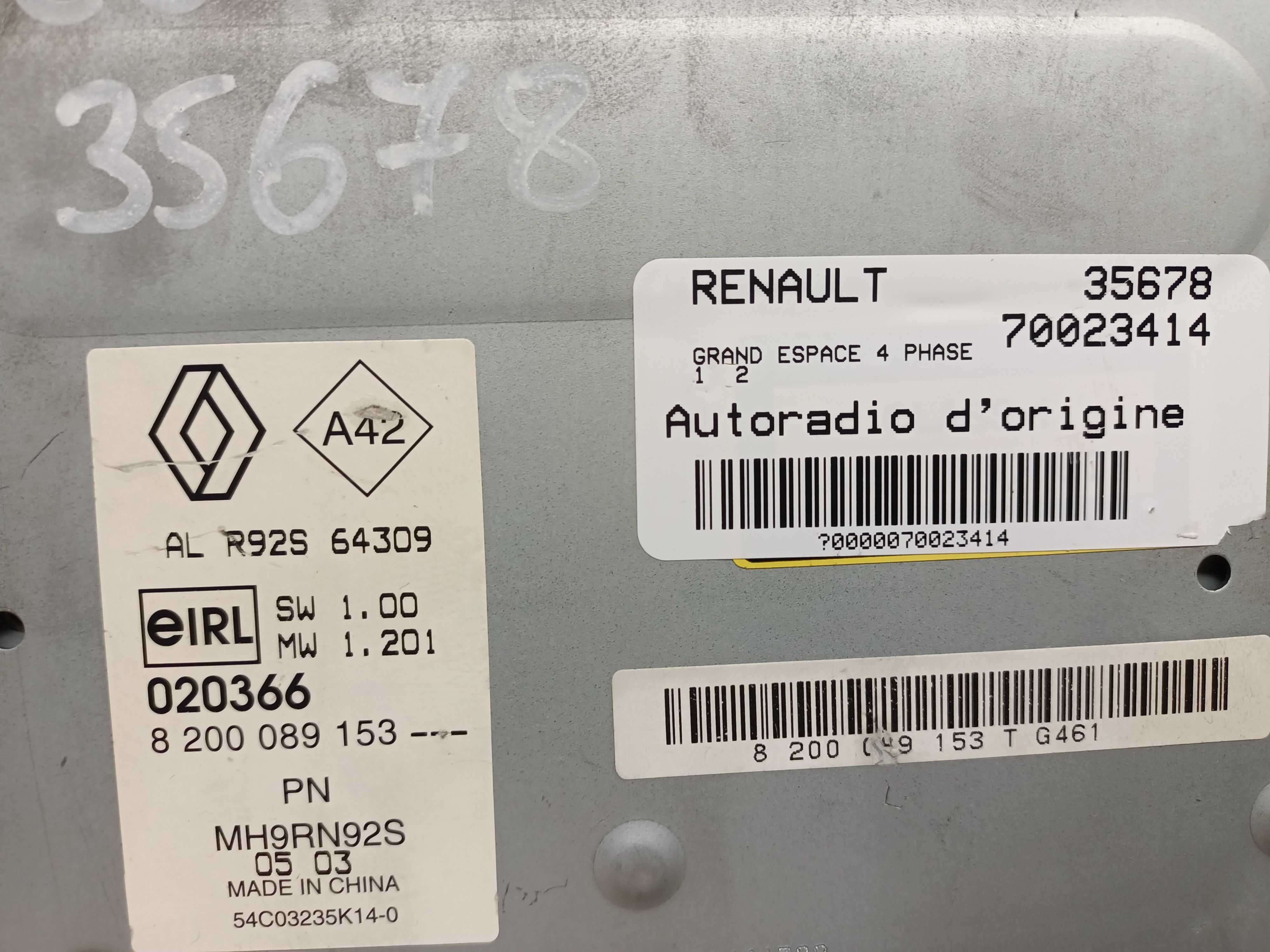 Renault Espace IV Laguna II radio + kod