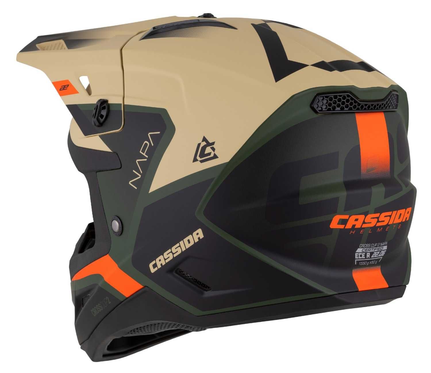 Kask Motocyklowy CASSIDA CROSS CUP2 Pod interkom XS-XXL +KOMINIARKA