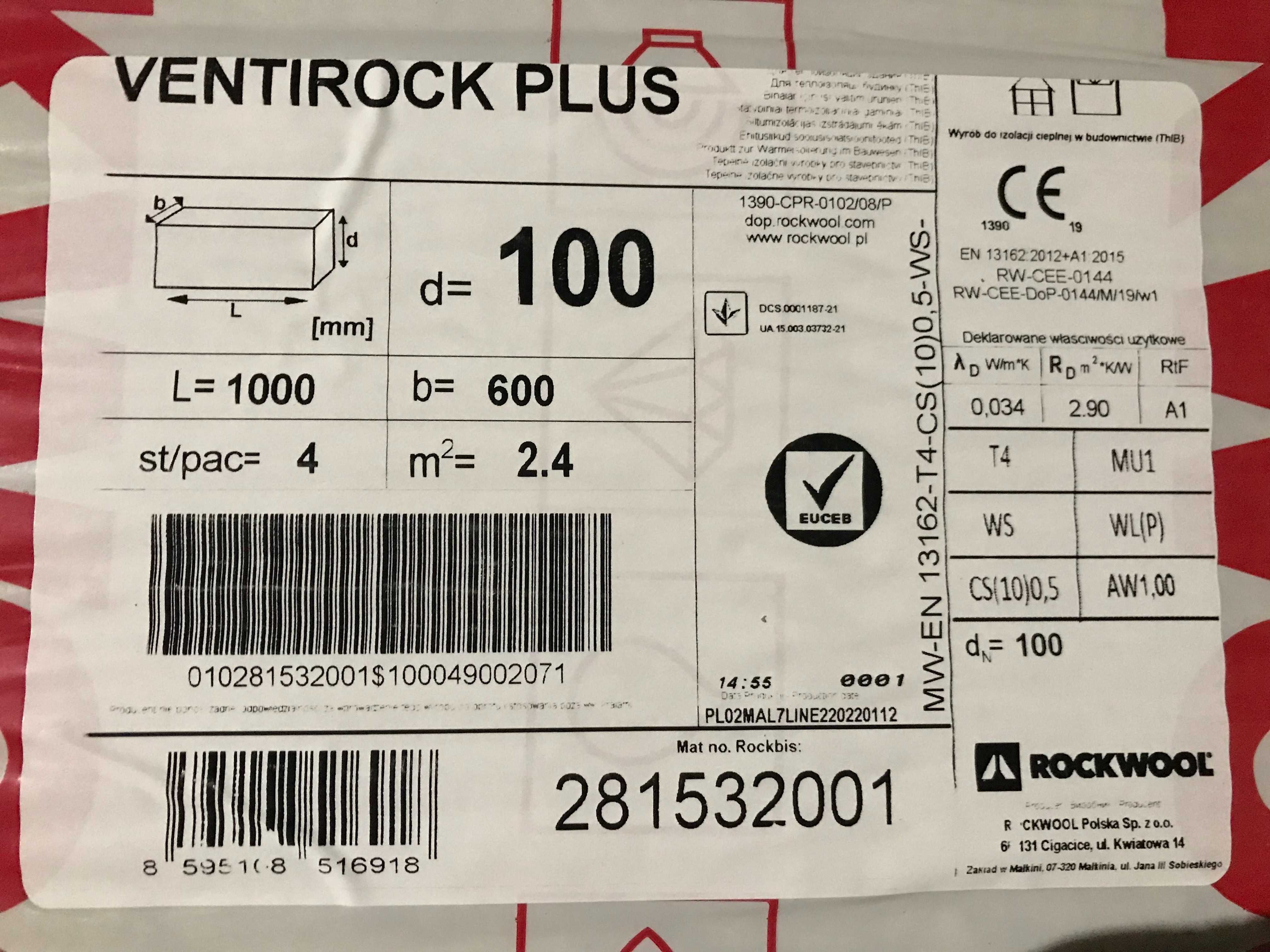 Wełna skalna Ventirock Plus z Rockwool