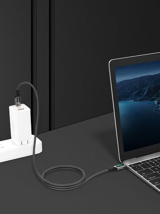 Kabel Z Wyświetlaczem Usb-C Szybkie Ładowanie Usb Typ C 6A 66W 1,2M