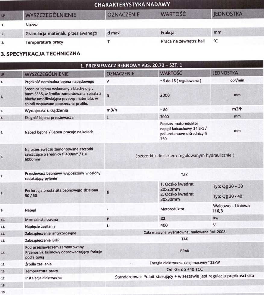 Przesiewacz bębnowy STELMAR PBS 20.70 stacjonarny
