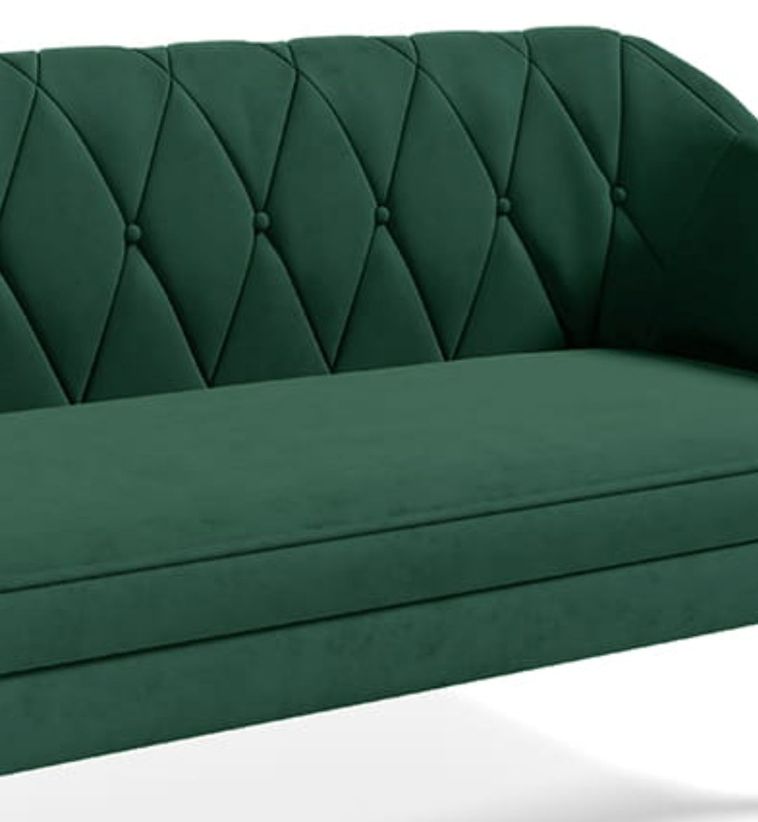 Sofa Glamour Velvet butelkowa zieleń welurowa