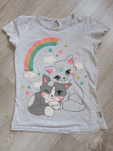 Bluzeczka t-shirt z kotkiem 116 marki 5.10.15 cekiny