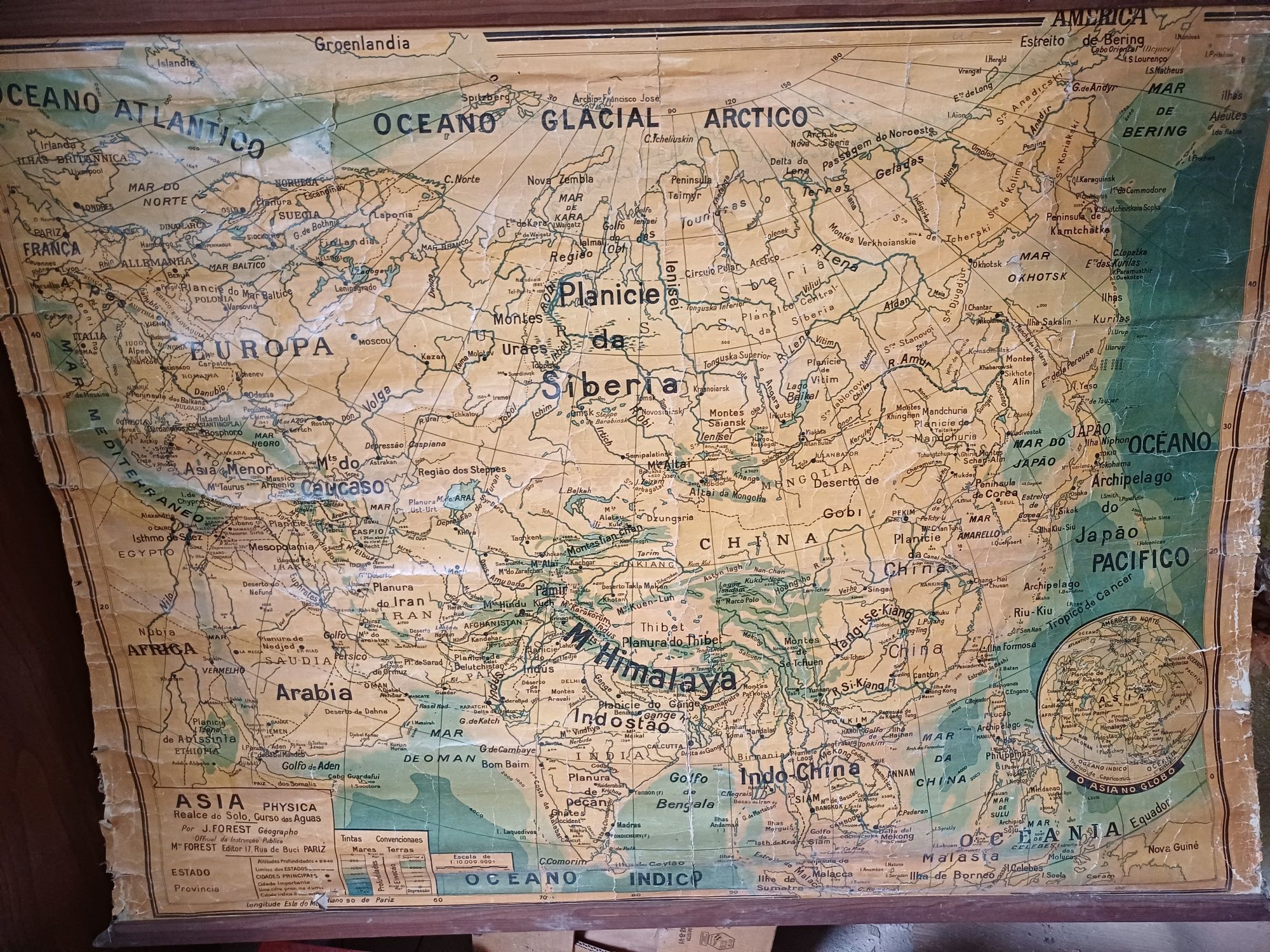 Mapa antigo em tela - Ásia.