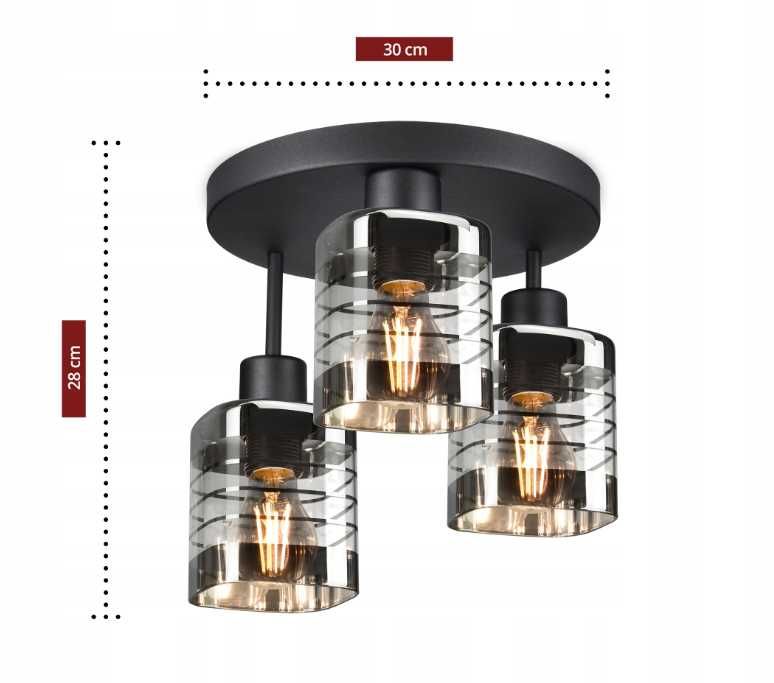 Profesjonalna SZKLANA LAMPA Wisząca Sufitowa Żyrandol Led Żarówki -20%