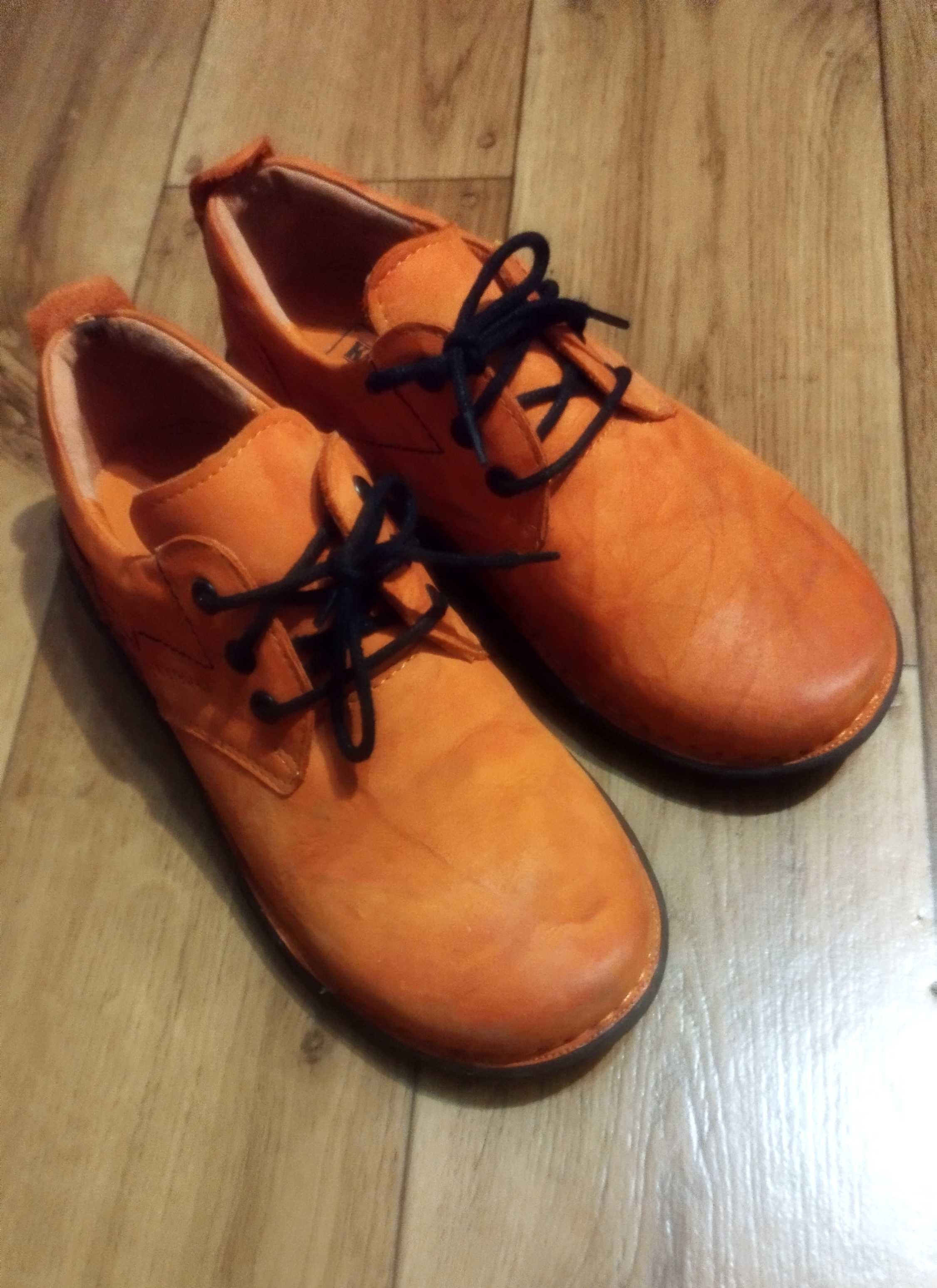 Buty skórzane KACPER rozm 38 pomarańczowe