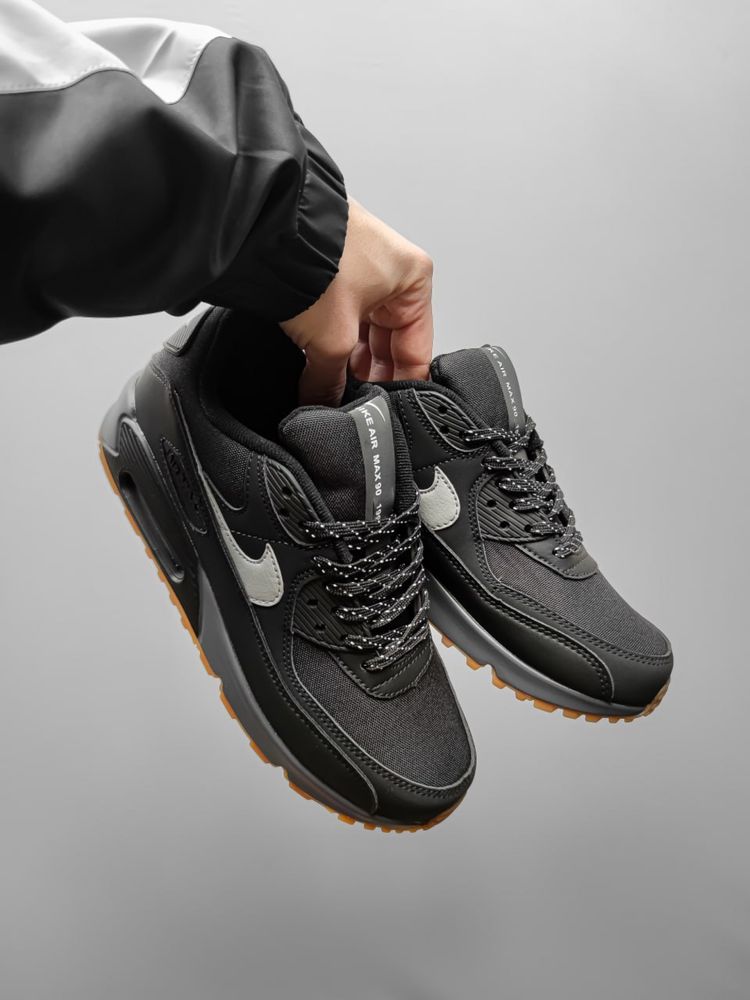 Кросівки Чоловічі Nike Air Max 90 Black White Gum Топ Premium