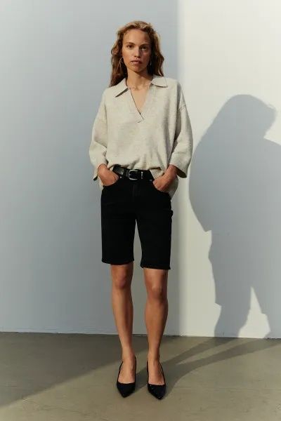 Miękki sweter H&M z kołnierzem Piaskowobeżowy melanż rozmiar M