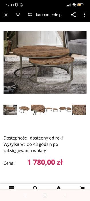 Komplet stolików z naturalnego drewna