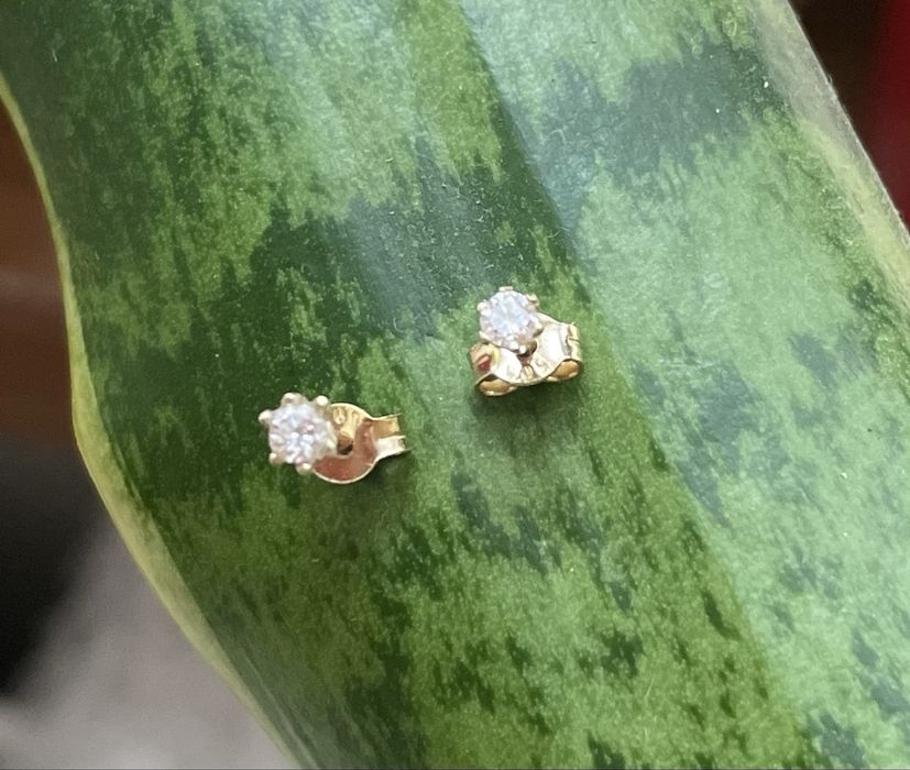 Kolczyki brylanty diamenty 0,14 ct , złoto 14K,stan idealny