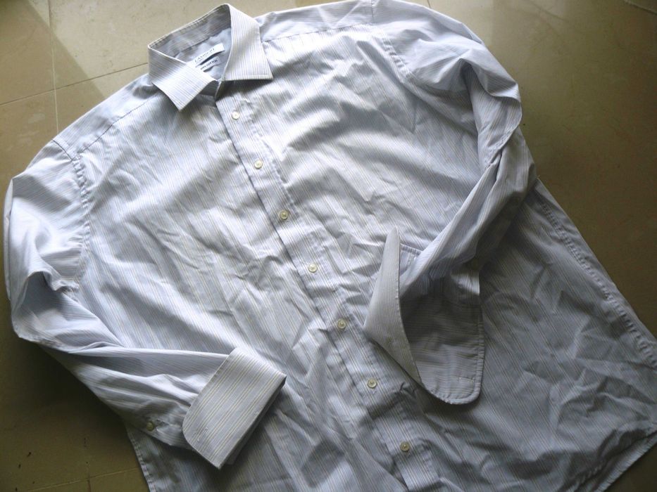 Lambert męska koszula z długim rękawem spinki paski 43 136cm pachy