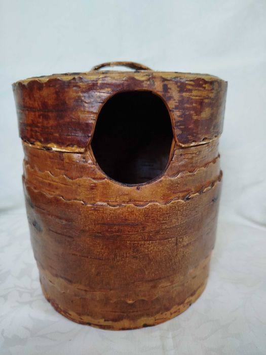 Stary drewniany pojemnik hand made rękodzieło