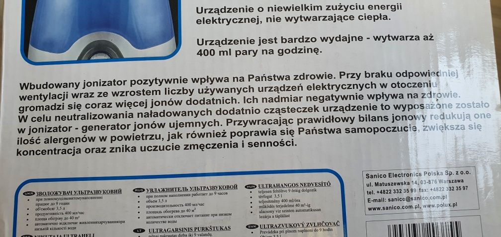 Ultradźwiękowy oczyszczacz nawilżacz powietrza