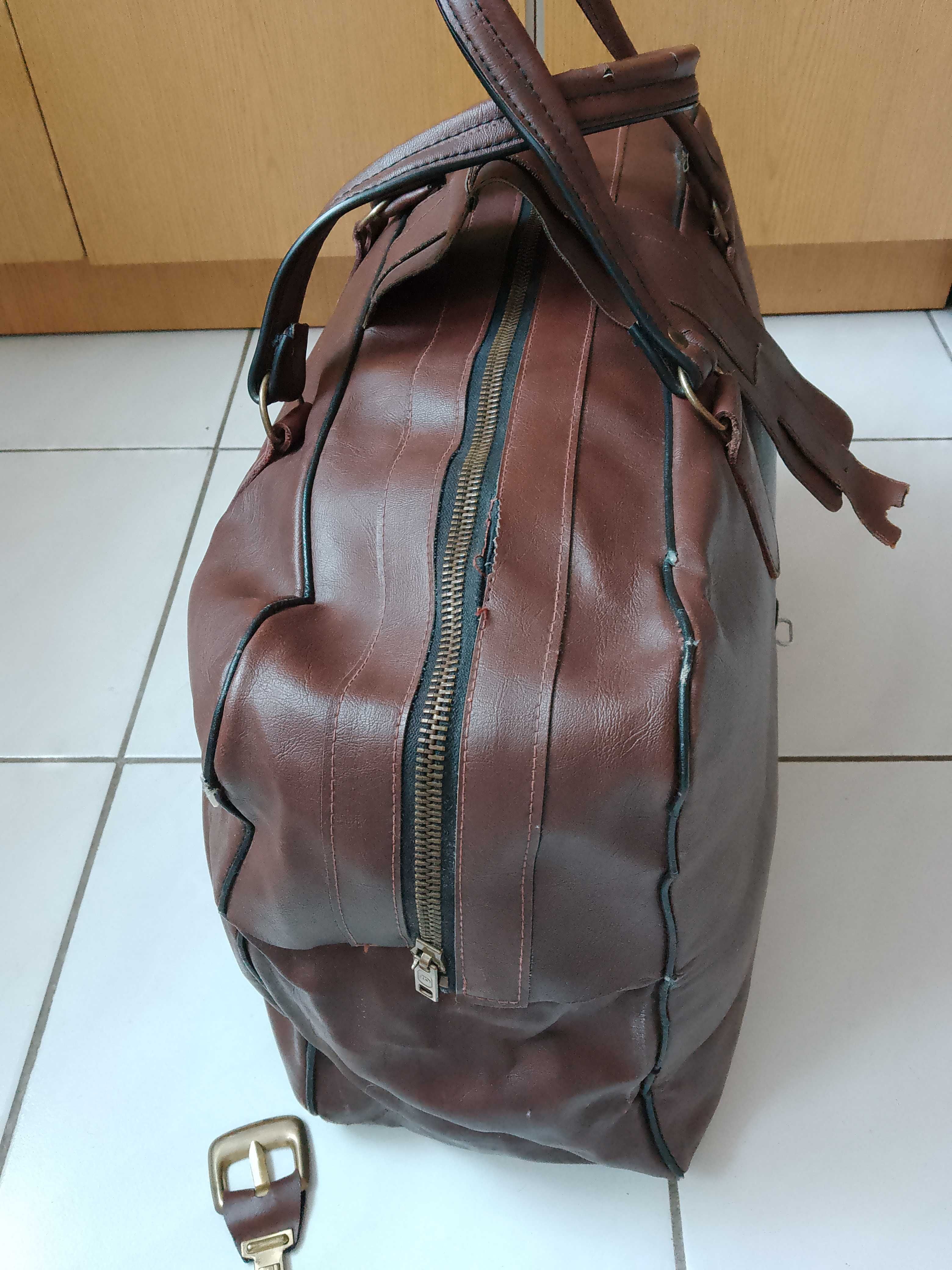Torba podróżna ze skaju PRL
