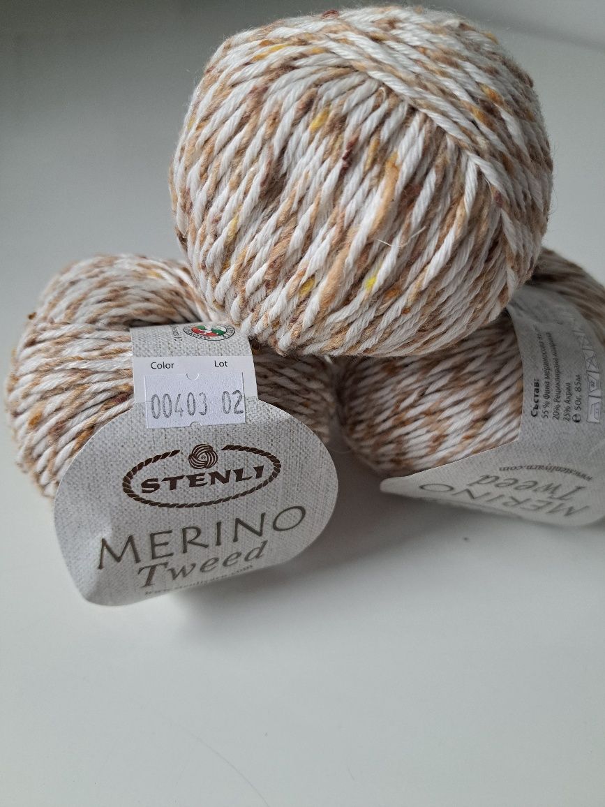 Włóczka merino tweed  nowe motki