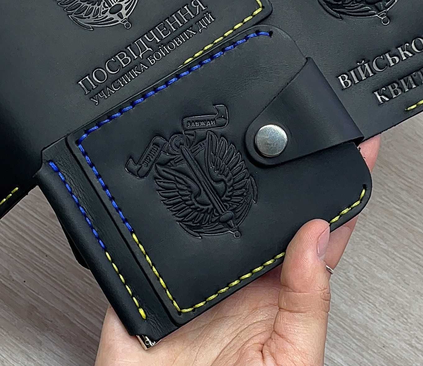 Шкіряний затиск для купюр Blix з монетницею (різні варіанти)