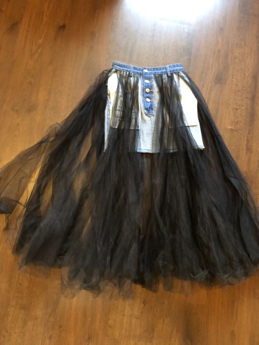 Джинсовая юбка с фатином