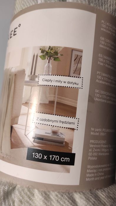 Nowy koc dekoracyjny narzuta pled smukee 130x 170cm ciepły miły w doty