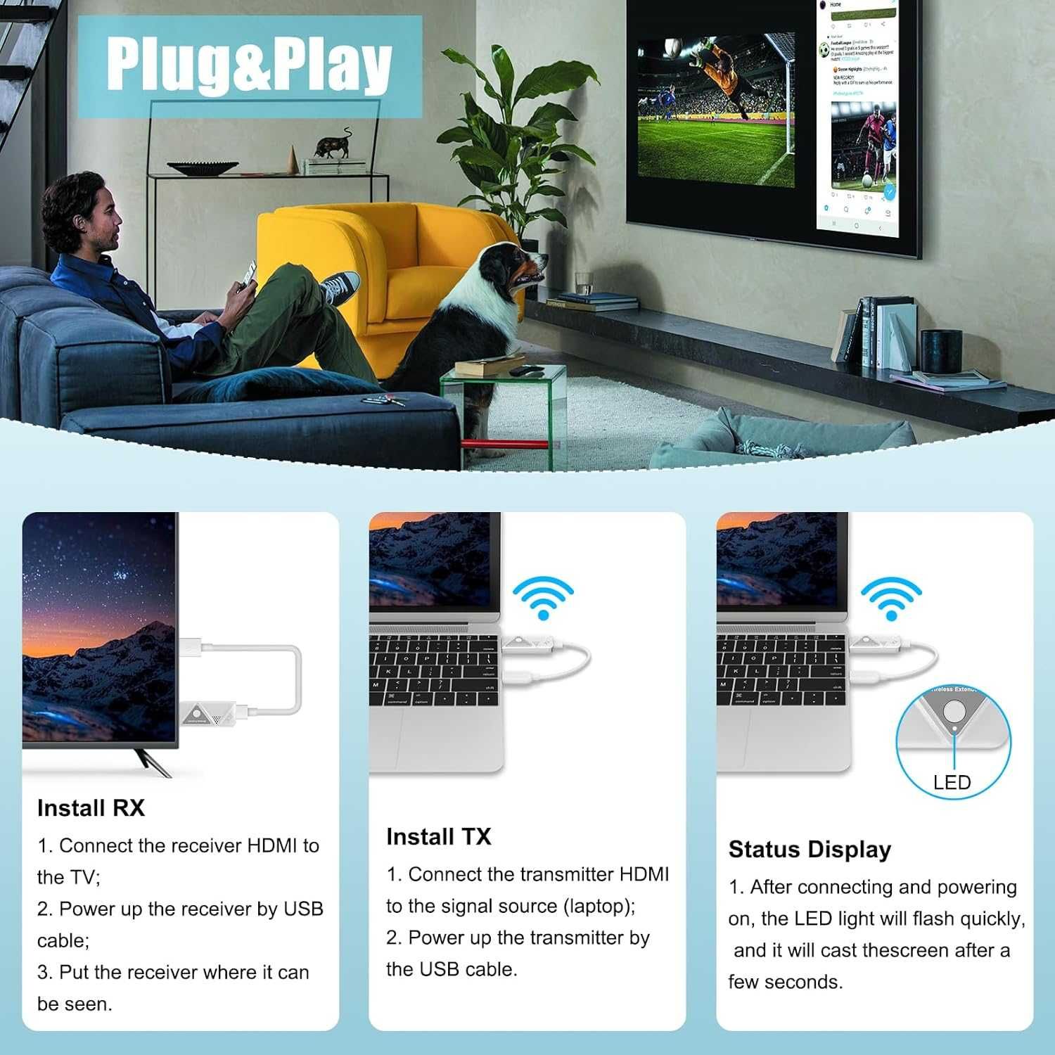 Бездротовий передавач і приймач hdmi 2.4g/5g