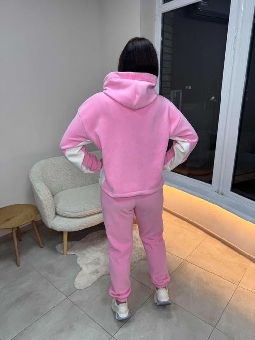 НА ЗИМУ! Жіночий теплий костюм фліс-велюр S-L шоколад графіт білий