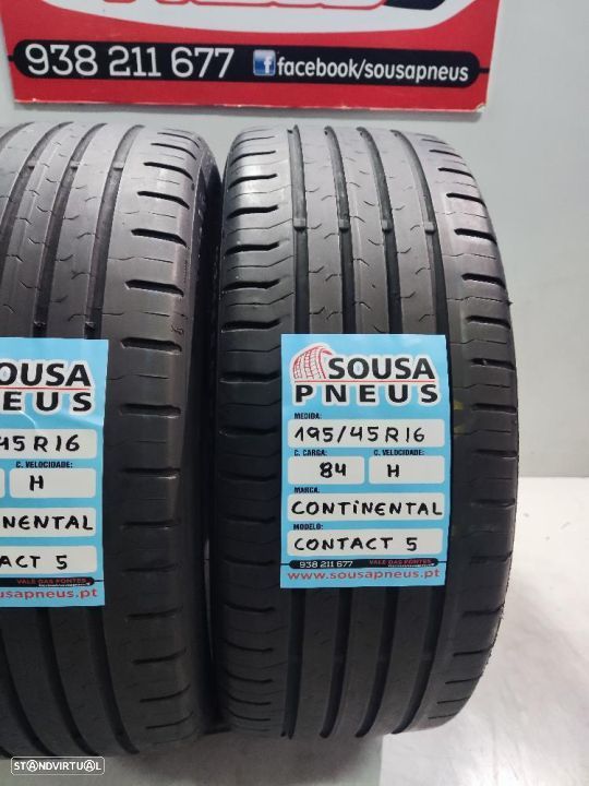 2 pneus semi novos 195-45r16 continental - oferta dos portes