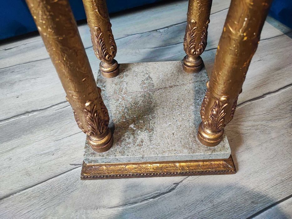 Secesyjny drewniany kwietnik,blaty marmurowe