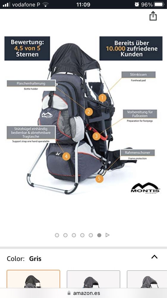 Mochila portabebés Montis Hoover 25kg