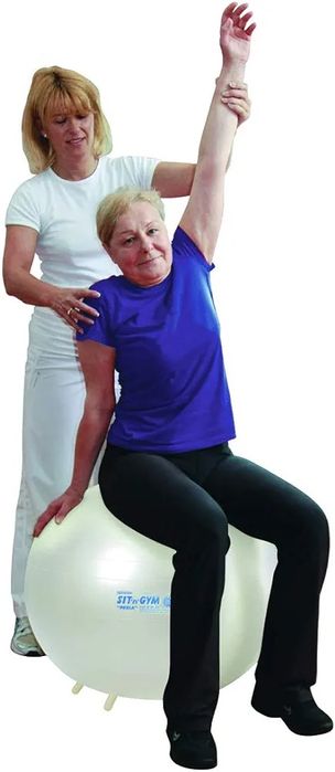 Piłka dmuchana do ćwiczeń rehabilitacji biały perłowy 55cm sit n gym