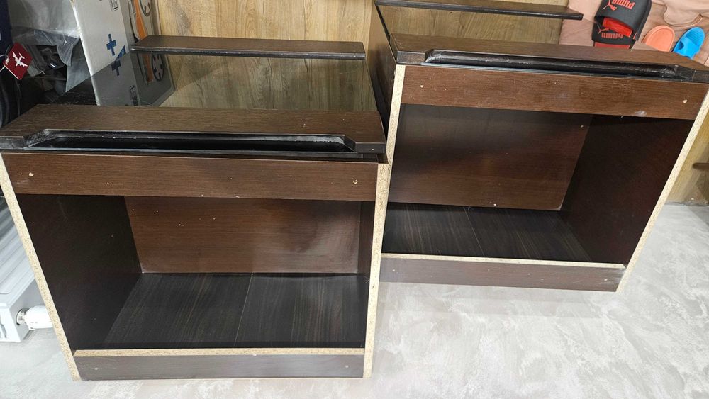 Komplet 2 szafki witrynki szkło mleczne cichy domyk