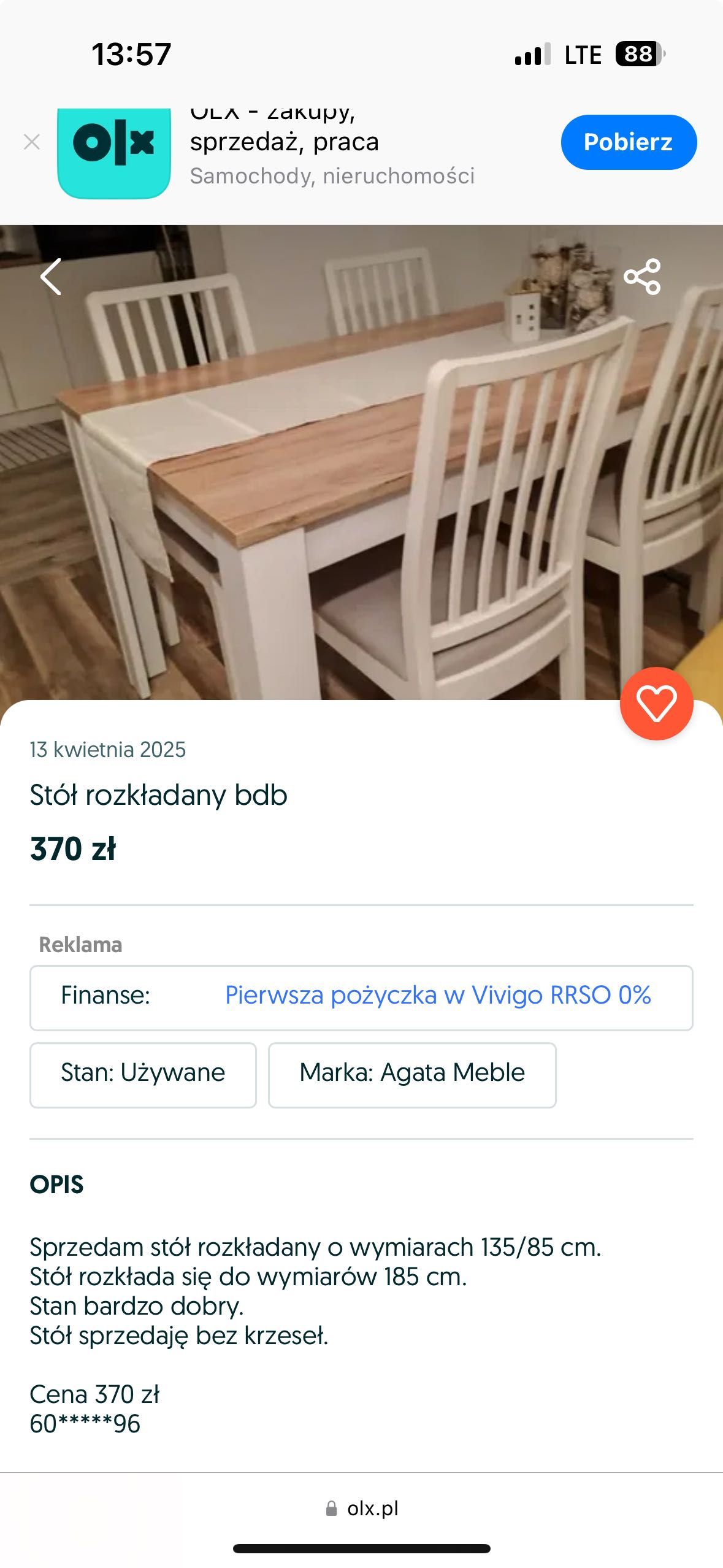 Sprzedam stół bez krzeseł