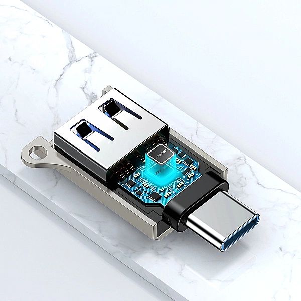Adapter Joyroom S-H151 USB-C (męski) / USB-A (żeński) z oczkiem na smy